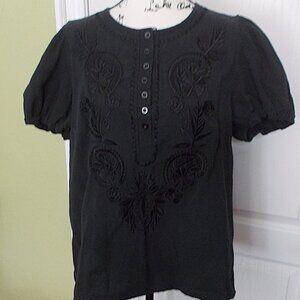 Black on Black Embroidered Top